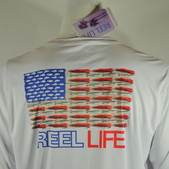 Reel Life Men's Americana Rapala Shirt 2XL Long Sleeve UPF 50+ White NWT - Picture 4 of 4